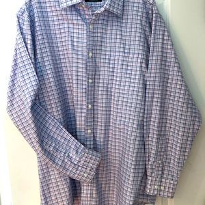 Plaid button down pink/blue/white